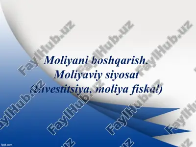 moliyani boshqarish — PPT