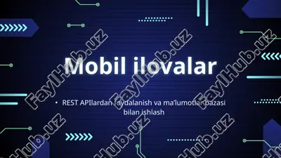 rest apilardan foydalanish va ma’lumotlar bazasi bilan ishlash — PPTX