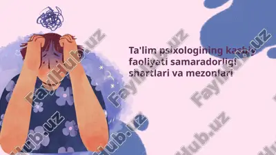 ta'lim psixologining kasbiy faoliyati samaradorligi shartlari va mezonlari — PPTX