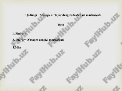 sharqiy o'rta yer dengizi madaniyati — PPTX