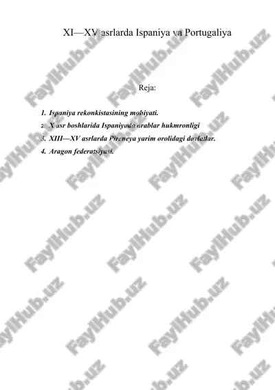 xi—xv asrlarda ispaniya va portugaliya — DOCX