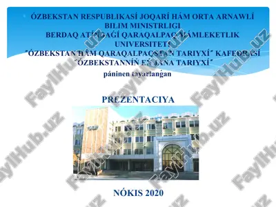 ǵárezsizlik jıllarında ózbekstandaǵı ruwxıy hám mádeniy rawajlanıw — PPT