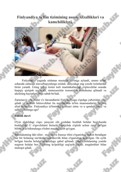 finlyandiya ta'lim tizimi — DOCX