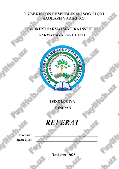 shaxsni idrok qilishda psixologik bilimlarning ahamiyati. referat 14 bet. — DOC