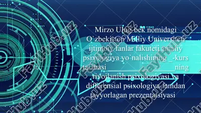 ilk o’spirinlik davrida o’quv kasbiy faoliyatining yetakchi faoliyatga aylanishi va kasb tanlash muammosi — PPTX