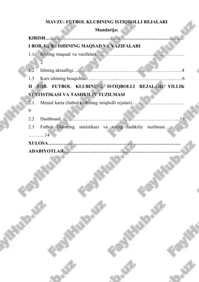futbol klubining istiqbolli rejalari — DOCX