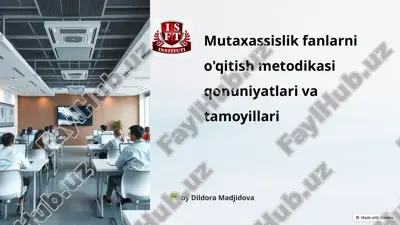 mutaxassislik fanlarni o'qitish metodikasi qonuniyatlari va tamoyillari — PPTX