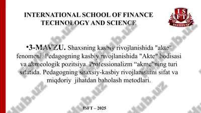 pedagogik akmeologiya va professional rivojlanish — PPTX