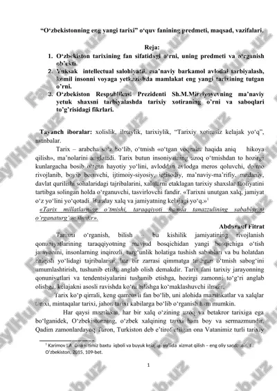 o‘zbekistonning eng yangi tarixi — DOCX