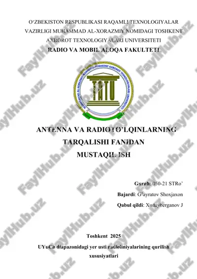 uyuch diapazonidagi yеr usti radioliniyalarining qurilish xususiyatlari — DOCX