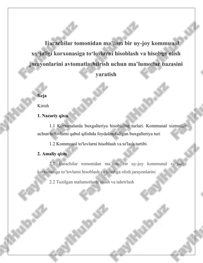 ma'lumotlar bazasi yaratish — DOCX