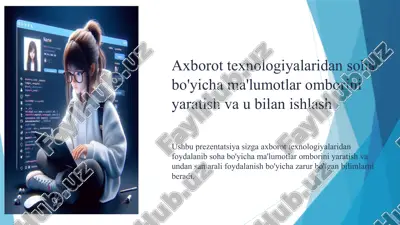 ma'lumotlar ombori yaratish va boshqarish — PPTX