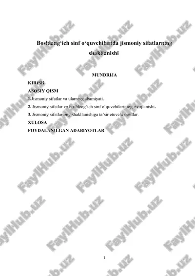 jismoniy sifatlar va ularning ahamiyati — DOCX