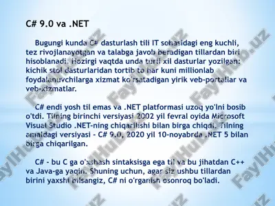 c# 9.0 va .net — PPTX