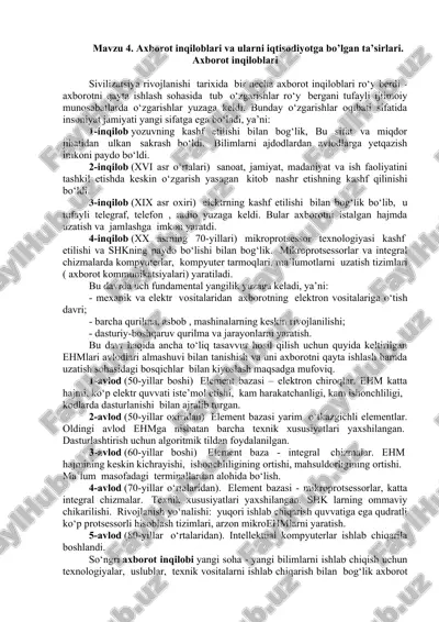 axborot inqiloblari va ularni iqtisodiyotga bo’lgan ta’sirlari — DOCX