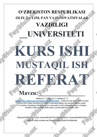 ma'lumotlar bazasi loyihasi — DOCX