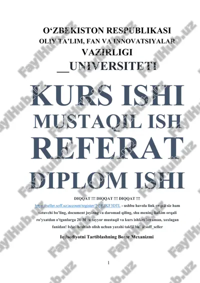 iqtisodiyotni tartiblashning bozor mexanizmi — DOCX
