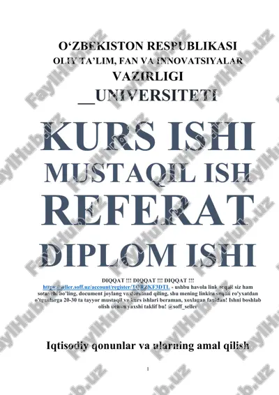 iqtisodiy qonunlar va ularning amal qilish mexanizmi — DOCX