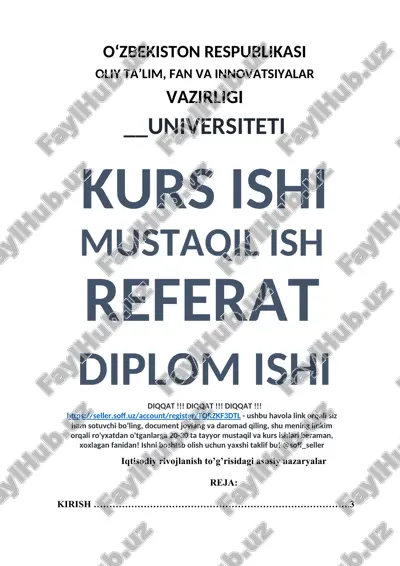 iqtisodiy rivojlanish to’g’risidagi asosiy nazaryalar — DOCX