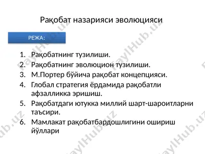 рақобат назарияси эволюцияси — PPTX