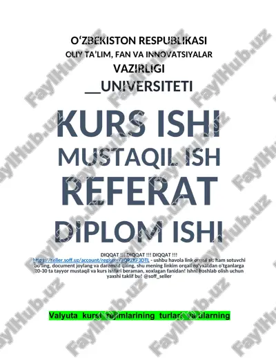 valyuta kursi rejimlarining turlari va ularning makroiqtisodiy samaradorligi — DOCX