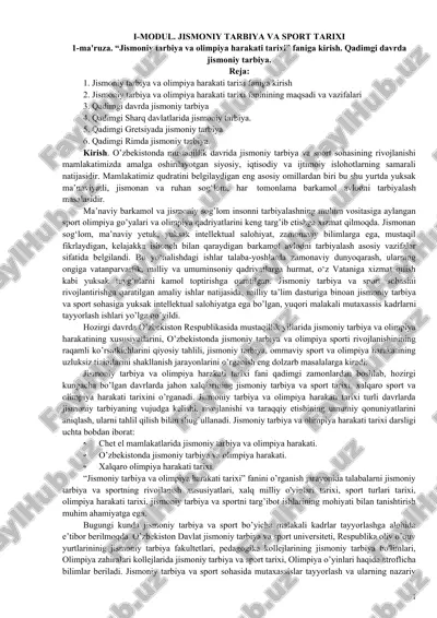 jismoniy tarbiya va sport tarixi — DOCX