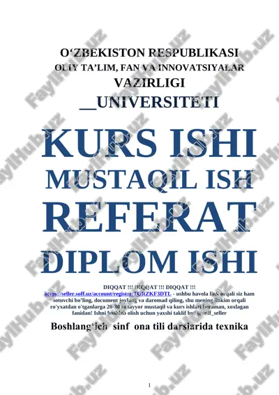 boshlang‘ich  sinf  ona tili darslarida texnika vositalaridan foydalanish — DOCX