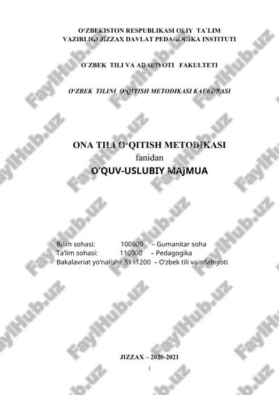 o‘zbek tilini o‘qitish metodikasi — DOCX