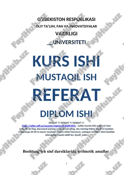 boshlang‘ich sinf darsiklarida arifmetik amallar — DOCX