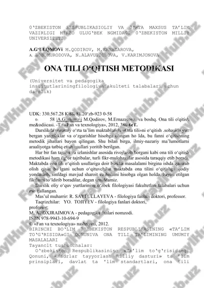 ona tili o‘qitish metodikasi — DOCX