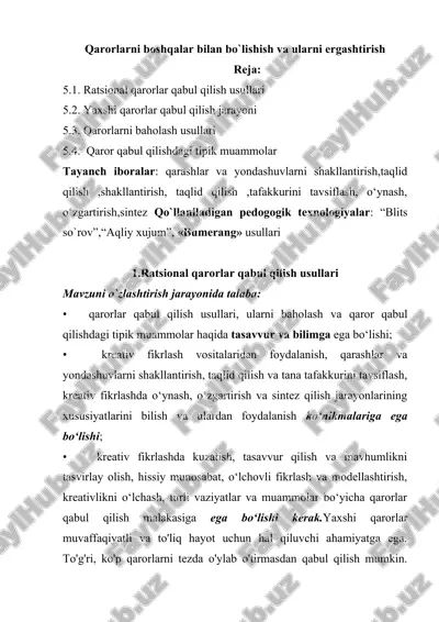 qarorlarni boshqalar bilan bo`lishish va ularni ergashtirish — DOCX
