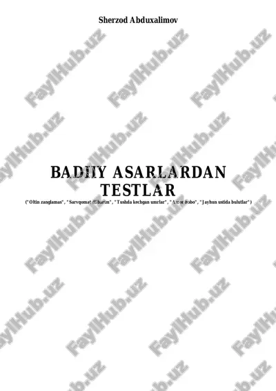 "oltin zanglamas" romanidan testlar — PDF