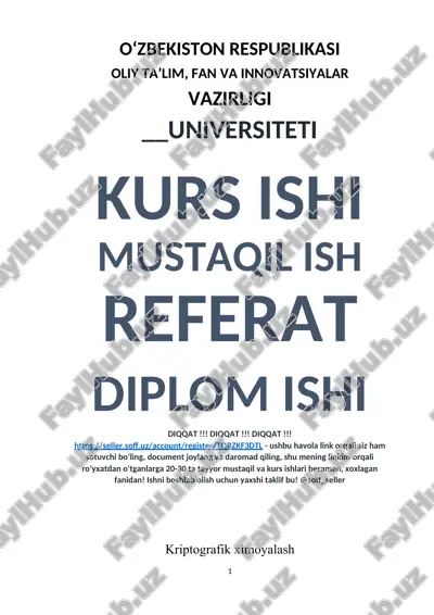 kriptografik ximoyalash — DOCX