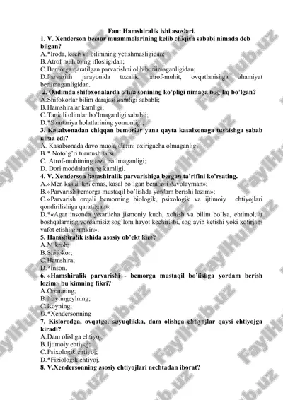 hamshiralik ishi asoslari — DOCX