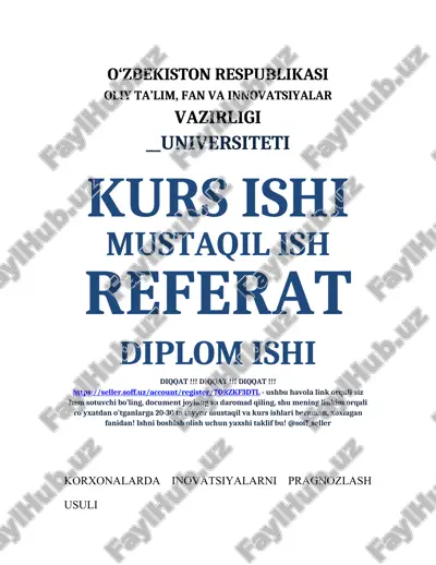 korxonalarda inovatsiyalarni pragnozlash usuli — DOCX