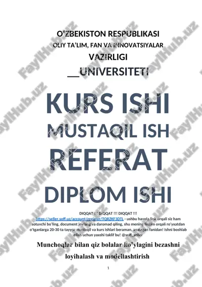 o‘zbekiston respublikasi oliy ta’lim, fan va innovatsiyalar vazirligi universiteti — DOCX