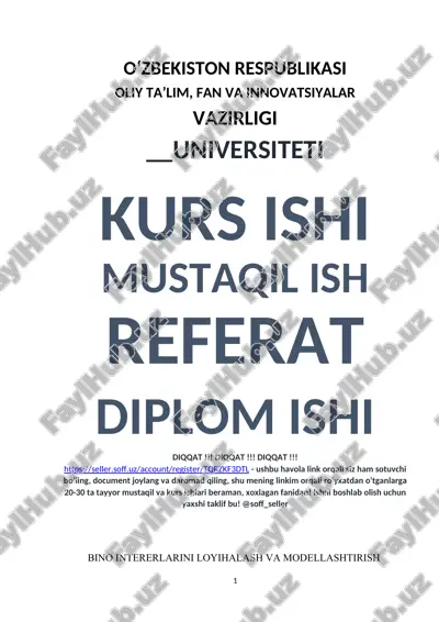 bino intererlarini loyihalash va modellashtirish — DOCX