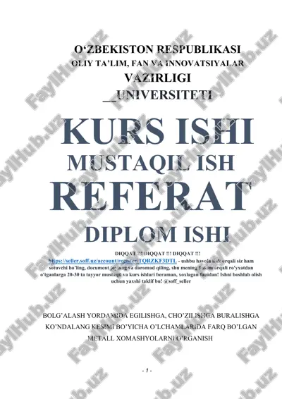 metall xomashyolar — DOCX