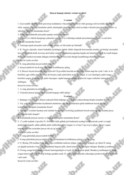 jinoyat huquqi yakuniy variant savollari — DOCX