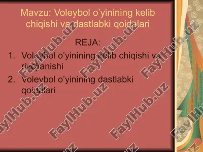voleybol o’yinining kelib chiqishi va dastlabki qoidalari — PPT