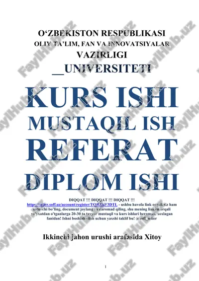 xitoyning birinchi fuqarolar urushi — DOCX