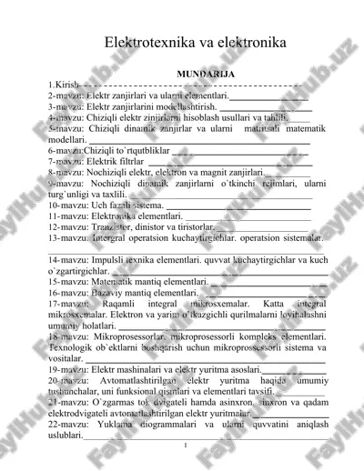 elеktrotexnika va elektronika — DOCX