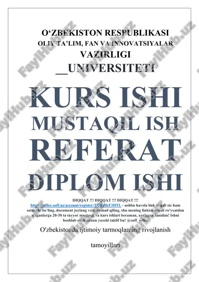 o'zbekistonda ijtimoiy tarmoqlarning rivojlanish tamoyillari — DOCX