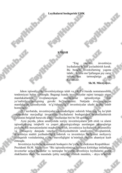 loyihalarni boshqarish umk — DOCX