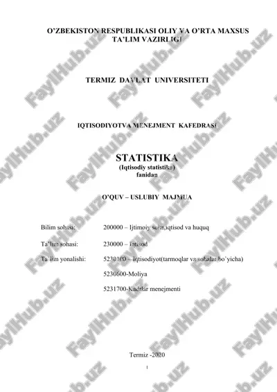 o’zbekiston respublikasi oliy va o’rta maxsus ta’lim vazirligi — DOCX