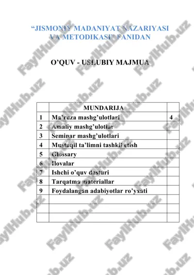 jismoniy madaniyat nazariyasi va metodikasi — DOCX