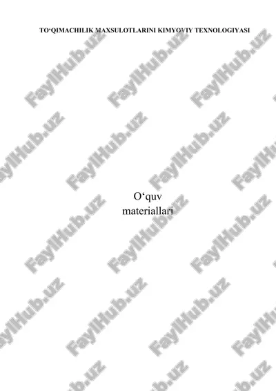 to‘qimachilik maxsulotlarini kimyoviy texnologiyasi — DOCX