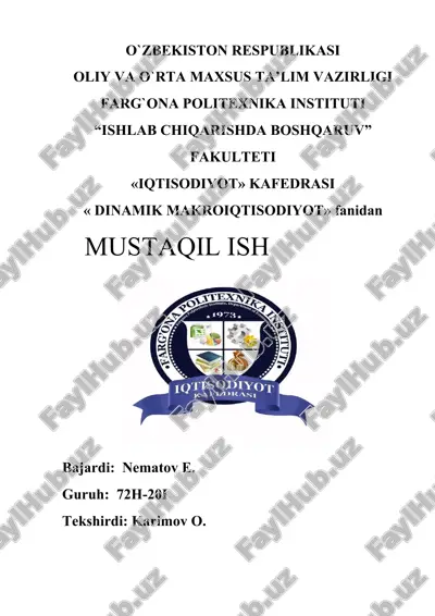 dinamik makro iqtisodiyot — DOCX