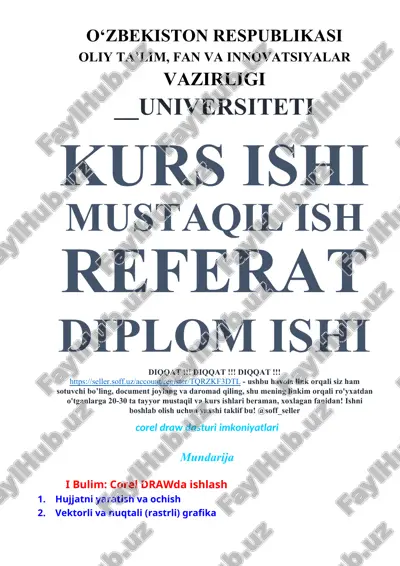 corel draw dasturi imkoniyatlari — DOCX