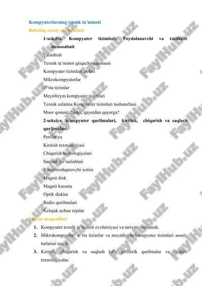 kompyuterlarning texnik ta'minoti — DOCX